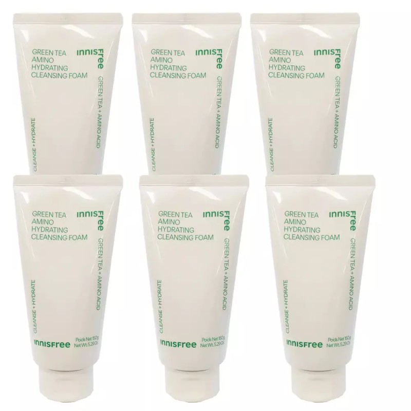 Innisfree 이니스프리 그린티 아미노 수분 클렌징 폼 150ml(신형) 6개 (HI)