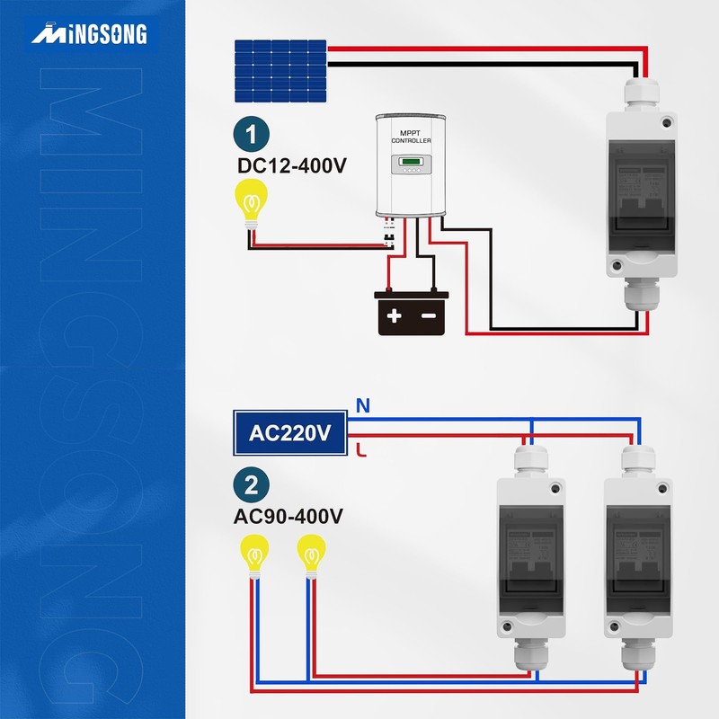 MINGSONG Solar Panels Disconnect Switch 32Amp DC Solar Shut Off