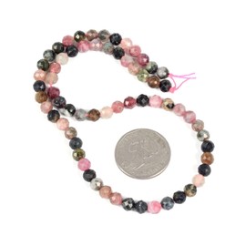 6mm Multicolor Tourmaline Faceted Gemstone Round Loose Beads Strand 15.5-16" DIY Jewelry Making