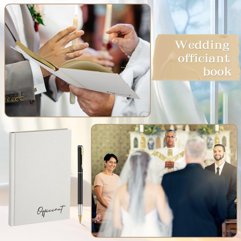 Engrowtic Wedding Officiant Book with Black Ink Pen 5.25 x