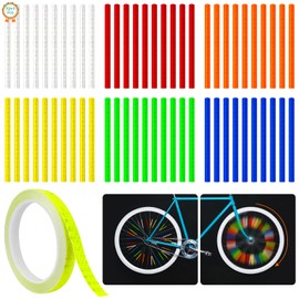 Heilok 72 PCS Cycling Reflectors Bicycle Wheel Spoke Reflectors and 1 Roll Bicycle Reflective Tape High Visibility Bicycle Reflective Strip Safety Warning Mark for All Bicycles - Easy Mount