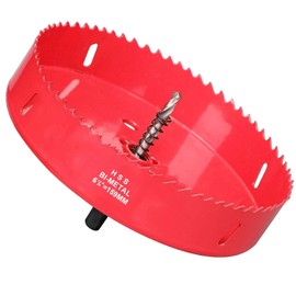 6 1/4 Inch Hole Saw, 159mm Hss Bi-Metal Hole Cutter for Recessed Lights, 32mm Cutting Depth Hole Drill Bit with Hex Shank for Wood Boards, Soft Metal Sheet, Drywall and Plastic, Red