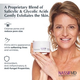 NassifMD Detox Pads Facial Radiance Pads, Glycolic Acid Pads, Face Exfoliating Pads Salicylic Acid Wipes, Facial Scrub Pads, BHA AHA Pads, Resurfacing Pads for Face (30 Count)