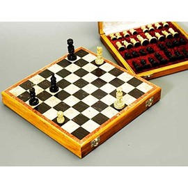 Song of India Beautiful Hand Carved Stone 12 inch Travel Chess Set
