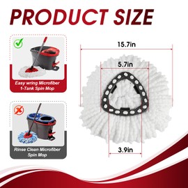 20 Packs Spin Mop Replacement Heads for Mop Replace Head EasyWrin 1-Tank System, 100% Microfiber Spin Mop Refills, 360° Spinning Mop Heads, Replacement Mop Head for Easy Floor Cleaning