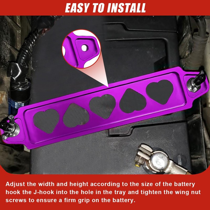 Car Battery Hold Down Bracket Set, Aluminium Alloy Car Battery