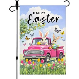 Easter Garden Flag 12x18 Inch Double Sided for Outside Small Burlap Holiday Bunny Yard Flag Outdoor Holiday Flag for Porch Patio Lawn Garden Decor