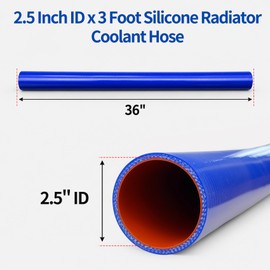 2.5" ID x 3 ft Silicone Radiator Coolant Hose, Blue 4 Ply Reinforced Flexible Straight Cooling Pipe, Air Water Rubber Pipe Replacement for Peterbilt Freightliner Kenworth Heavy Duty Semi Truck