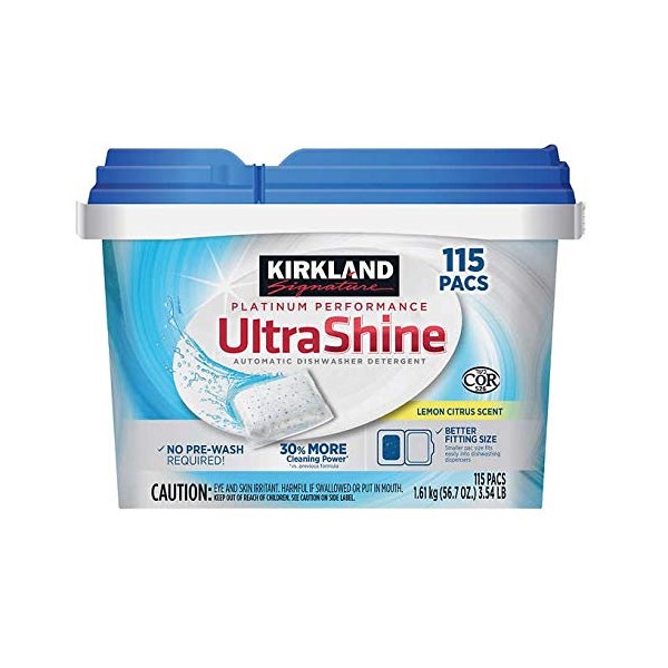 Kirkland Signature Platinum Performance UltraShine Automatic Dishwasher Detergent Pacs - 1 Box (115-Pacs)