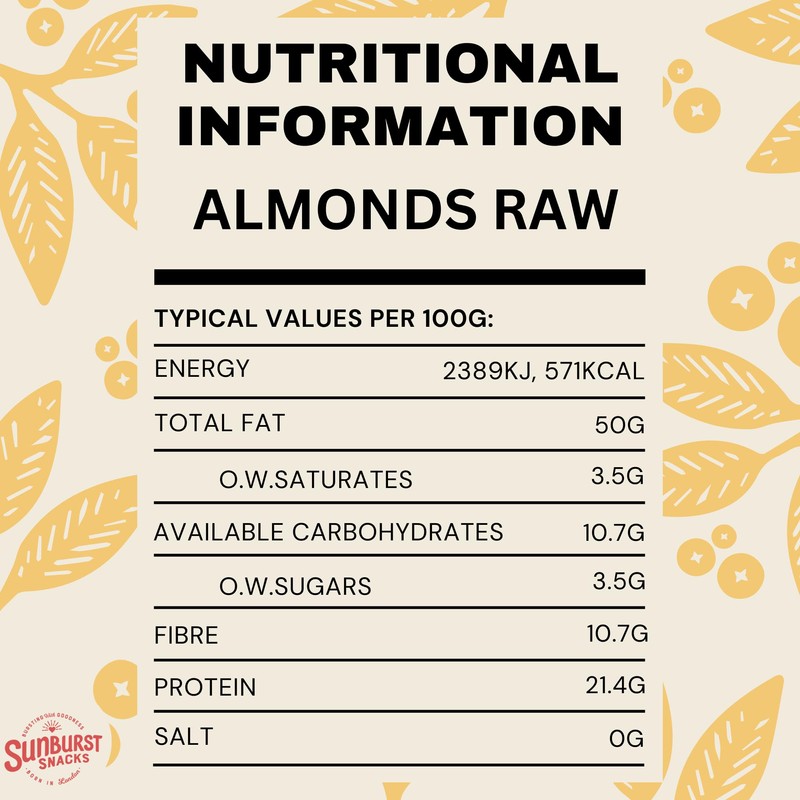 Sunburst Californian Almonds Raw, Whole & Natural - Non GMO