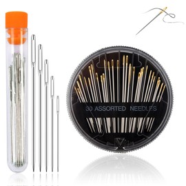 Redamancy Sewing Needles, Embroidery Needles, 55 Pieces, 11 Sizes Set with Sharp Needles with Large Eye and Small Eye, Steel Needle for Hand Sewing and Stuffing Clothes, in Storage Tube