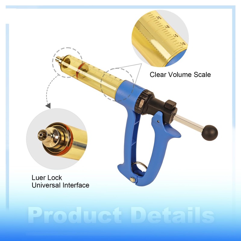 RANCH CHOICE 50ML Semi Automatic Livestock Syringe, Adjustable Continuous Repeating