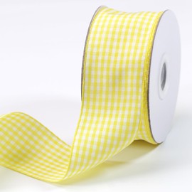 PQZKLDP Yellow 1 1/2 inch Plaid Ribbon Roll 1.5inch 20 Yards Checked Polyester Gingham Ribbon Flower Bouquet Wreath Gift Wrapping Ribbon for Crafts-Bow-Chirstmas Day-Home & Party Decor