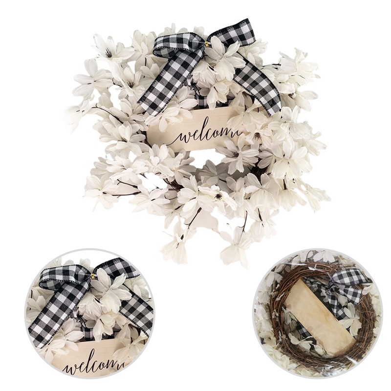 Artificial Flower Wreath White Dogwood Hanging Wreath Welcome Wreath DIY