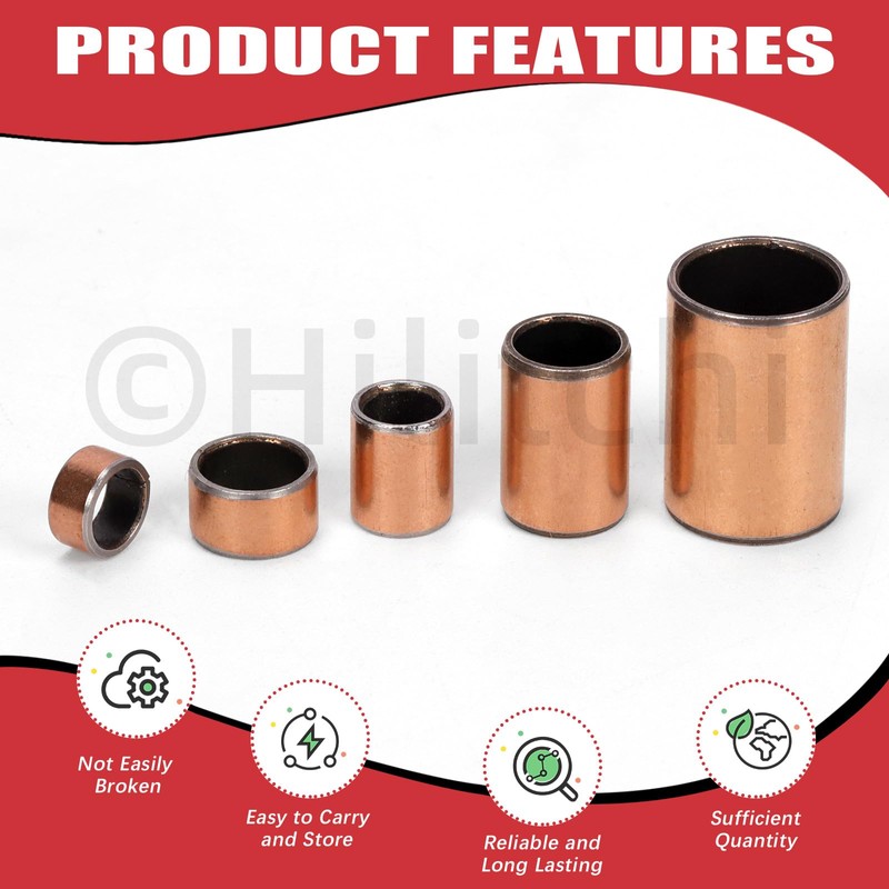 Hilitchi 50PCS 5 Sizes Sleeve Bearing Plain Bearings Wrapped Oil-Less