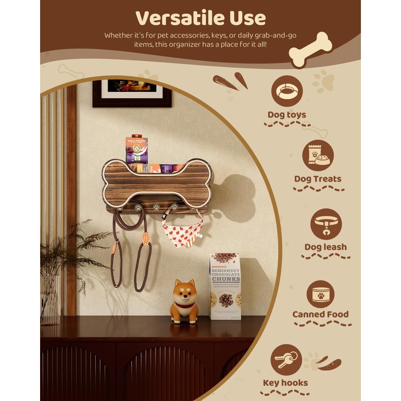 MTERSN Farmhouse Dog Leash Holder for Wall - Dog Stuff