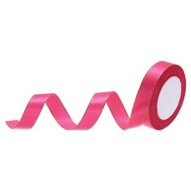 MECCANIXITY 3/4 Inch 25 Yard Wide Satin Ribbon with Gold Edges Border Grosgrain Fabric Ribbon for Gift Wrapping Wedding Bouquet, Rose Red