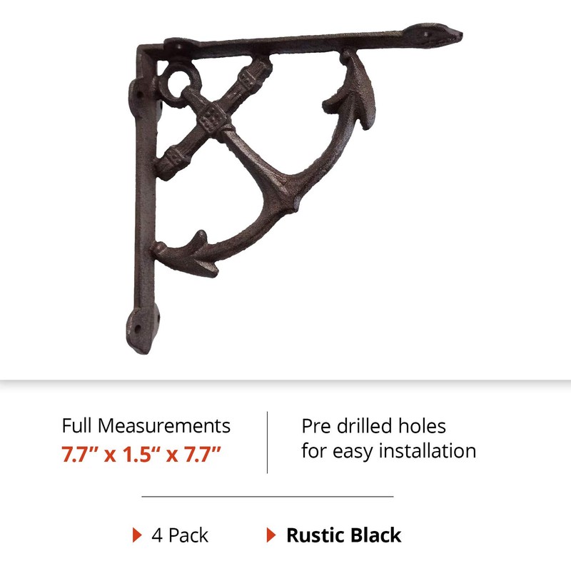 NACH Anchor Shelf Brackets 8 inch, Black Shelf Bracket (Pack