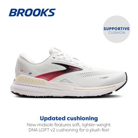 Brooks Men’s Adrenaline GTS 23 Supportive Running Shoe - White/Cream/Pink - 10 Medium