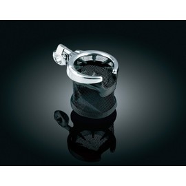 Kuryakyn 1422 Motorcycle Handlebar Accessory: Drink/Cup Holder with Mesh Basket, Universal Fit for Motorcycles with 1" Diameter Bars, Chrome