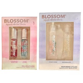 Blossom Lot of 2 BLOSSOM Lip Gloss Set - Infused w/Real Flowers - Moisturizing & Roll-On