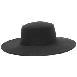 EOZY Women Men Classic Felt Fedora Hat Wide Brim Flat Top Jazz Panama Hat Casual Party Church Hat/Black
