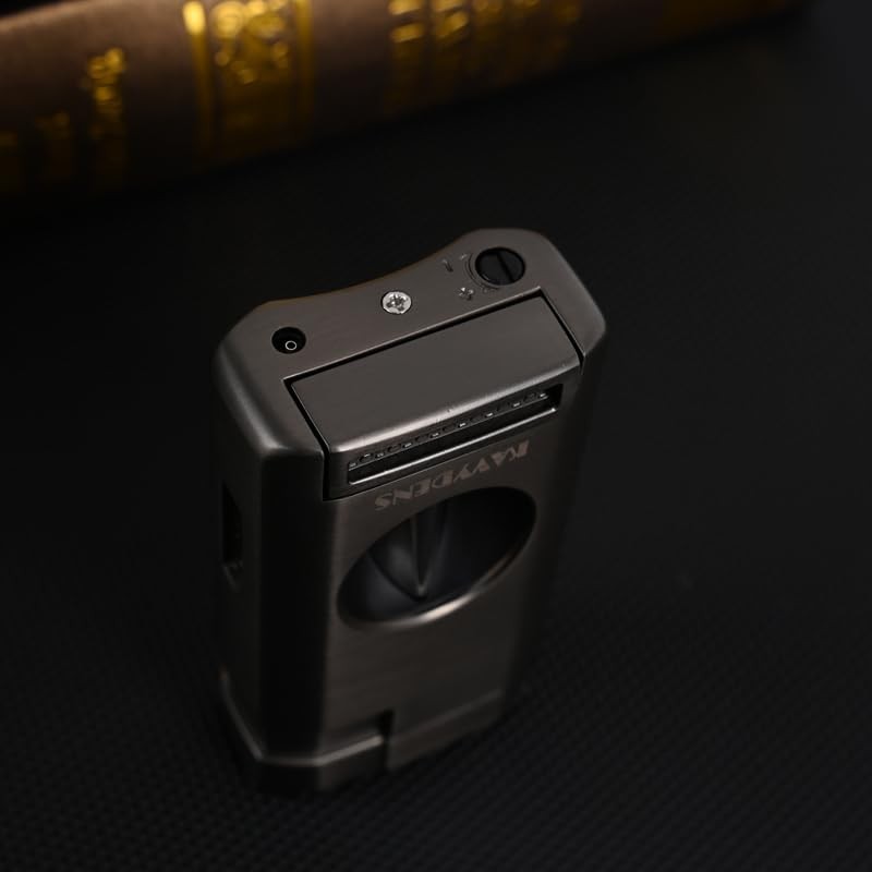 KAVYDENS Triple Jet Torch Lighter with Deep V-Cut Cigar Cutter