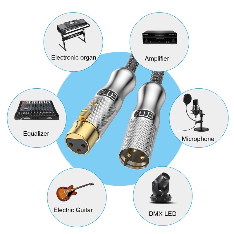 EMK XLR Microphone Cable, XLR Male to XLR Female 3