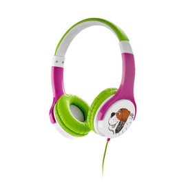 GOGEN Maxipes Headphones for Children, 1.2 m Cable, Volume Limiter, 3.5 mm Jack, 8 Different Stickers/Designs, Children's Headphones (Pink)