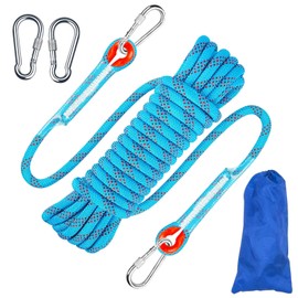 Climbing Rope Safety Rope 10 m, Outdoor Climbing Rope 8 mm, Static Safety Climbing Rope, Climbing Safety Rope, Nylon Outdoor Rescue Rope, High Strength Rope with Carabiner for Campin Hiking