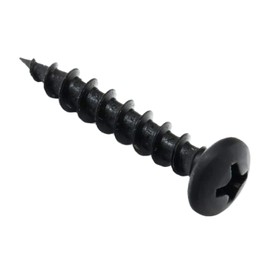 100 Pack Rok Hardware #8 x 1" Coarse Deep Thread Pan Head Screws Black Phosphate Wood MDF