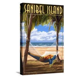 ART.COM Stretched Canvas Print Sanibel Island, Florida - Hammock by Lantern Press, 12" x 18"