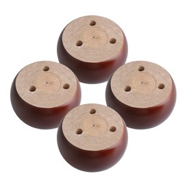 RDEXP 4 pieces eucalyptus wood round bun furniture cabinet feet lifter legs 9.6 x 5 cm