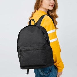 Alroeehi Backpack for School Classic basic backpack Unisex Elementary/junior high school Bag Sports Lightweight One day trip Casual Waterproof kids Backpack 16" (1, black)