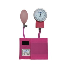 Baumanometro Aneroide Medstar Kit con Estetoscopio de Doble Campana FULL COLOR (Rosa)