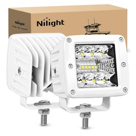 Nilight Marine LED Light Pods Navigation Lights 2PCS 3 Inch White Spot Flood Combo Ponton Boat Deck Dock Lighting for Night Fishing T-top Stern Yacht Port Sailboat Trucks Tractors
