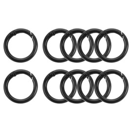 uxcell 10Pcs Spring O Rings, 3/4"(19mm) ID Zinc Alloy Trigger Round Snap Buckle, DIY Accessories Spring Keyring Buckle for Keychains, Purse and Handbag, Trinkets (Black)
