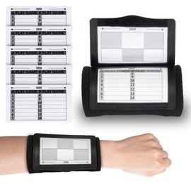 Lebared Football Wristbands with 5 Playbook Cards, Clear PVC Windows Wristbands Sports for Youth & Adults, 5on5 Flag Football Wrist Bands, QB Arm Bands for Quarterback, Catcher, Referee (Black 1Pack)