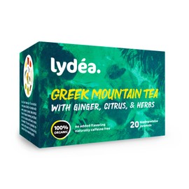 lyda Lydea Organic Greek Mountain Tea with Ginger, Citrus, & Herbs, 60 Pyramids, 3 Pack [3 x 20 Pyramids]