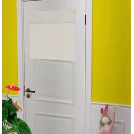 E-HAO French Small Front Door Curtain (26" w x 20" L), Washable Door Curtain with Adhesive Hook and Loop Fastener Strip (Greyish White)