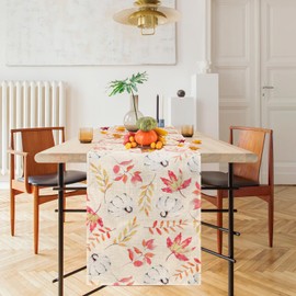 Thanksgiving Table Runner, 72x13in Pumpkin Fall Maple Leaves Table Runner Autumn Dining Table Runner Fall Tabletop Decorations for Indoor Outdoor Home Party