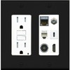 RiteAV Cat7 Coax HDMI Phone Toslink USB-C Wall Plate - GFCI Outlet [Black/White]