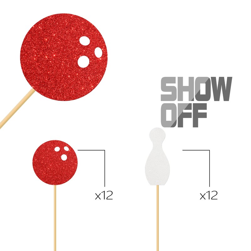 MonMon & Craft Cupcake Toppers, Bowling Theme - 24 Pcs