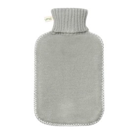 Umoi Eco Hot Water Bottle 2 Litre with Pretty Knitting pattern in grey and white stitching BS1970: 2012 Model 2018 (Grey)