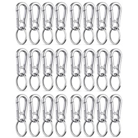 Pack of 24 Key Chain Carabiners, Carabiner Key Chain, DIY, Robust, Suitable for Men and Women, Carabiner Hook with Swivel Joint, Hanging on Backpacks and Belts (Silver)