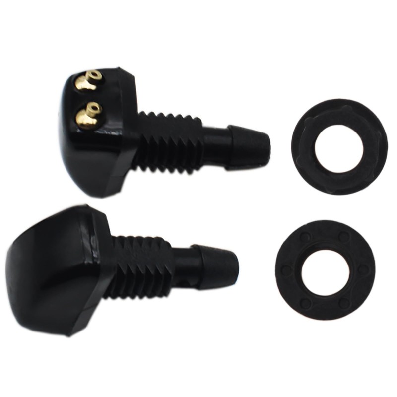LBTODH 2PCS Car Wiper Washer Nozzle Black Double-hole Front Windshield