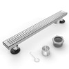 HTOH Shower Drain Offset for Bathroom: 24-Inch Brushed Nickel Linear