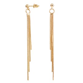 Long Tassel Drop Chain Earrings, Elegant Tassel Threader Dangly Earrings Metal Chain Dangle Earring Non-Tarnish Dangling Jewelry Gift for Women Wedding Party (Gold)