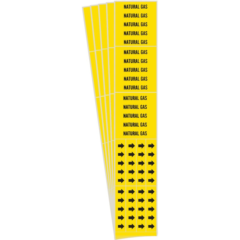 Brady 7196-3C-PK, Natural Gas Pipe Marker Arrows Vinyl Black on