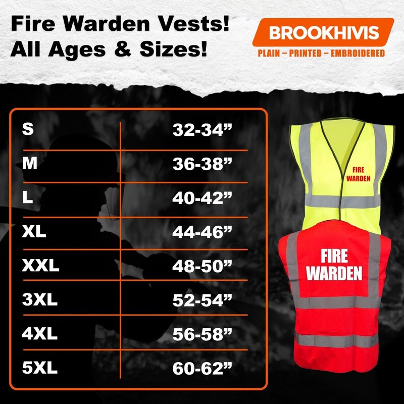 FIRE MARSHAL Red Hi Vis Viz Reflective Vest Waistcoat Printed